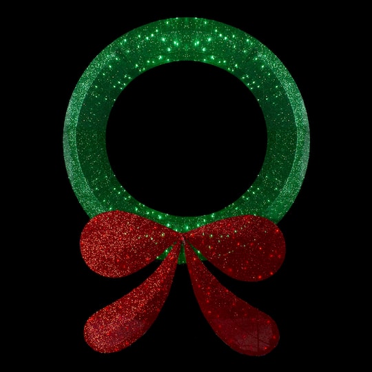 48" Micro Fairy LED Green & Red Christmas Tinsel Wreath